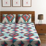 HOMETALES Microfiber Geometric Double Bedsheet with Two Pillow Covers -Multicolor ( maa tara market ) - MULTICOLOUR