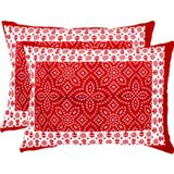 HOMETALES Cotton Ethnic Queen Bed Sheet with Two Pillow Covers-Red (MAA TARA MARKET ) - RED
