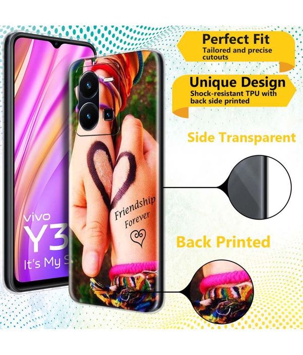 NBOX - Multicolor Silicon Printed Back Cover Compatible For Vivo Y35 ( Pack of 1 ) (maa tara market)
