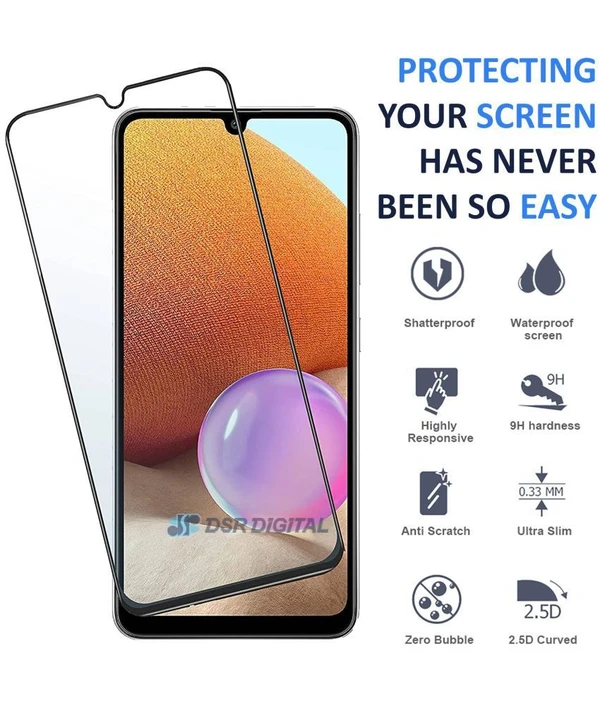 DSR - Tempered Glass Compatible For Samsung Galaxy A32 ( Pack of 1 ) ( maa tara market )