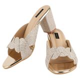 Do Bhai Gold Block Heels ( maa tara market ) - Size  - 2 , 3 , 4 , 5 ,  6 ,  7,  8, gold