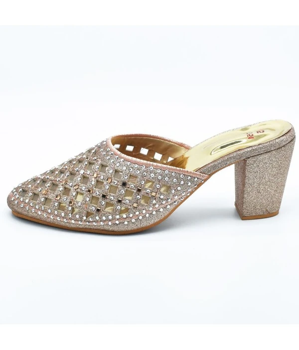 Dream Makers - Gold Women's Mules Heels ( MAA TARA MARKET ) - Size - 4,  5,  6,  7 , 8,  9, GOLD