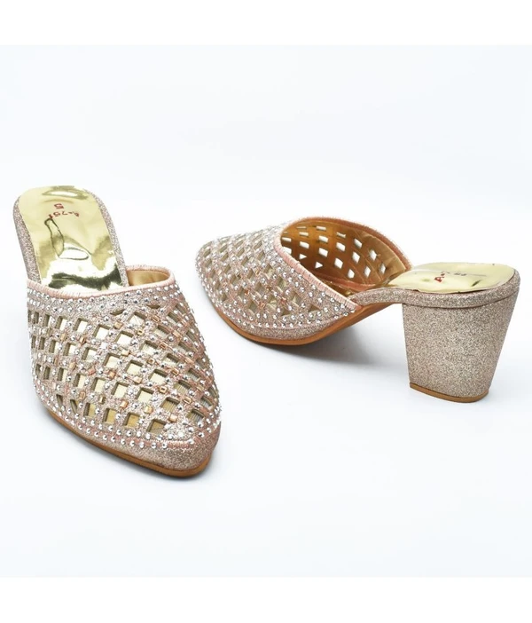 Dream Makers - Gold Women's Mules Heels ( MAA TARA MARKET ) - Size - 4,  5,  6,  7 , 8,  9, GOLD