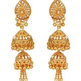 Happy Stoning - Golden Jhumki Earrings ( Pack of 1 )( maa tara market ) - gold