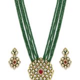 PUJVI - Green Alloy Necklace Set ( Pack of 1 ) ( maa tara market ) - green