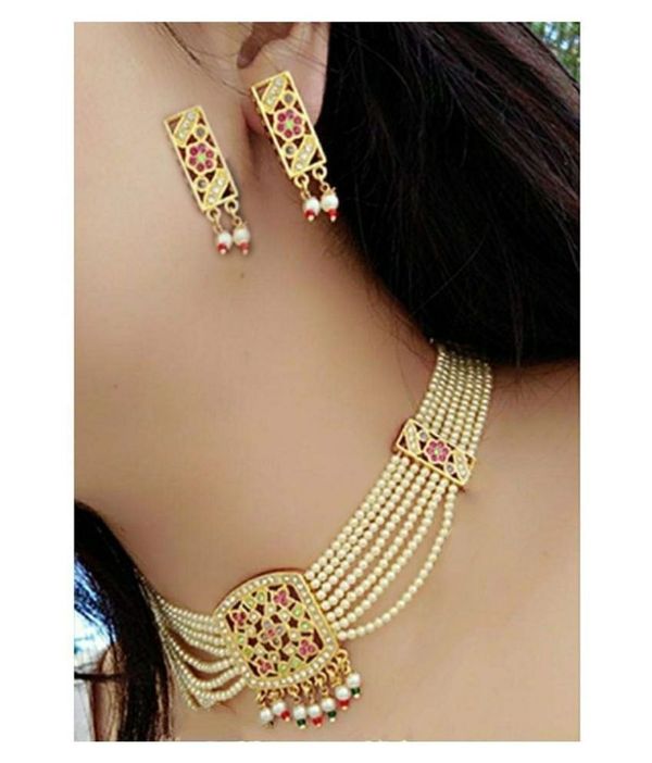 gilher - Gold Pearls Necklace Set ( Pack of 1 ) ( maa tara ) - gold