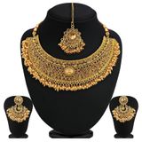 Sukkhi Alloy Golden Traditional Necklace set Combo Choker ( maa tara market ) - gold
