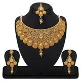 Sukkhi Alloy Golden Traditional Necklace set Combo Choker ( maa tara market ) - gold