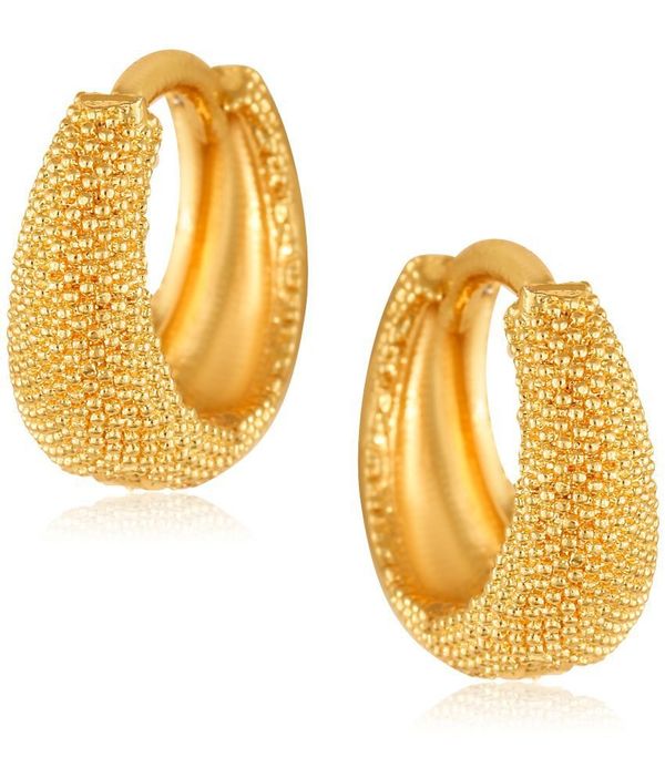 Vighnaharta Filigree work Gold Plated alloy Hoop Earring Clip on fancy drop Bali Earring for Women and Girls [VFJ1562ERG] ( maa tara market ) - gold