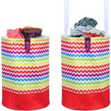 PrettyKrafts Canvas Laundry Bag, Toy Storage, Laundry Storage (45 L) (Set of 2 pcs)- Black Stripes ( MAA TARA MARKET ) - BLACK
