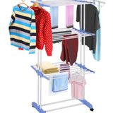 Cloth Stand for Drying Stainless Steel Foldable 3 Layer Clothes Drying Rack (Blue, Stainless Steel) ( MAA TARA MARKET )