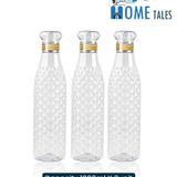 HOMETALES PET Fridge Water Bottle (1000ml each), (3U), Transparent with diamond pattern ( MAA TARA MARKET ) - WHITE