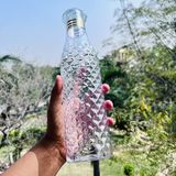 HOMETALES PET Fridge Water Bottle (1000ml each), (3U), Transparent with diamond pattern ( MAA TARA MARKET ) - WHITE