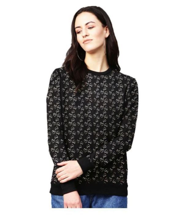 Leotude Cotton Fleece Black Non Hooded Sweatshirt ( MAA TARA ) - S, M, L, XL, XXL, BLACK