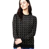 Leotude Cotton Fleece Black Non Hooded Sweatshirt ( MAA TARA ) - S, M, L, XL, XXL, BLACK