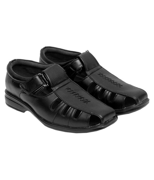 RODOX Black Synthetic Leather Sandals ( maa tara market ) - size - 6, 7, 8, 9,10, black