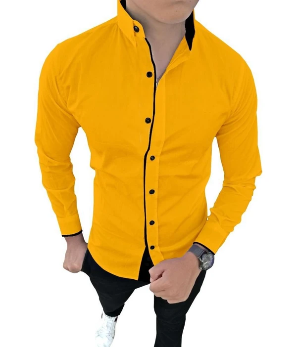 SUR-T - Yellow Cotton Blend Slim Fit Men's Casual Shirt ( Pack of 1 )( maa tara market) - Size  36 38 40 42 44, yellow