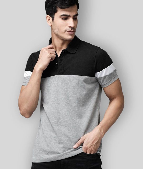  Grey Cotton Blend Regular Fit Men's Polo T Shirt ( Pack of 1 ) ( MAA TARA MARKET ) - S, M, L, XL, 2XL, 3XL, BLACK , GREY