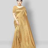 Gold Banarasi Silk Saree With Blouse Piece (Pack of 1) ( MAA TARA MARKET ) - GOLD