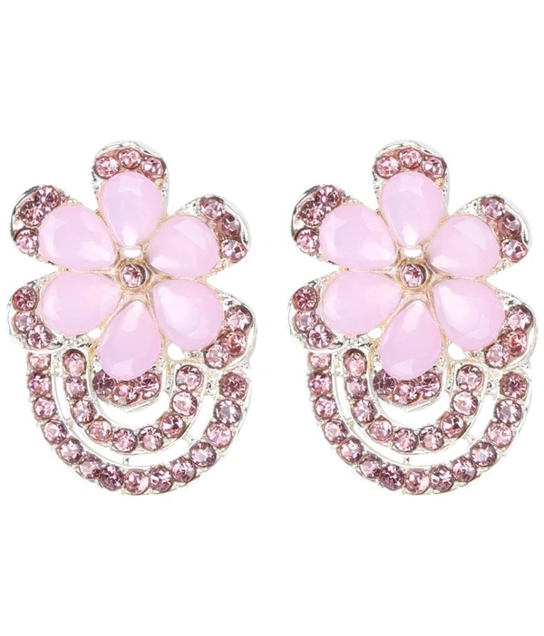 Sunhari Jewels - Pink Stud Earrings ( Pack of ( maa tara market ) - pink , silver