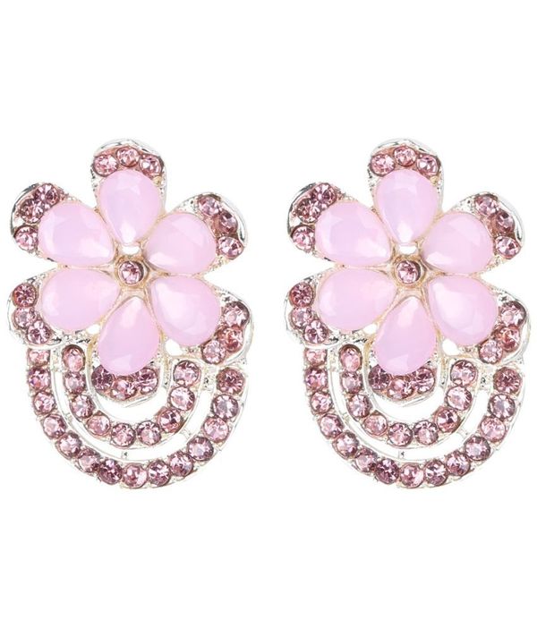 Pink Stud Earrings ( Pack of ( maa tara market ) - pink , silver