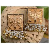  Golden Stud Earrings ( Pack of 1 ) ( maa tara market ) - multi