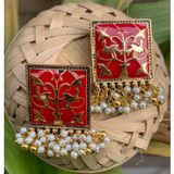  Golden Stud Earrings ( Pack of 1 ) ( maa tara market ) - multi