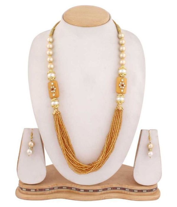 Jewar Mandi Brass Golden Collar Contemporary/Fashion Gold Plated Necklaces Set ( maa tara market ) - GOLD