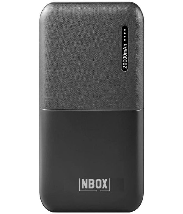 NBOX 20000mAh Power Bank with Type C, Micro USB Input, LED Indicator, Built in Protection, DC 5V 2A Support and ( maa tara market ) - black