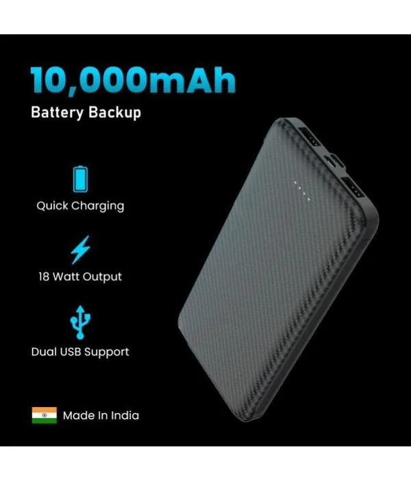 Tecsox 10000 -mAh 5V/2.4A Li-Polymer Power Bank ( maa tara ) - black