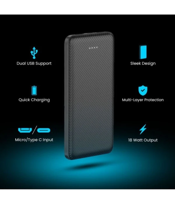 Tecsox 10000 -mAh 5V/2.4A Li-Polymer Power Bank ( maa tara ) - black