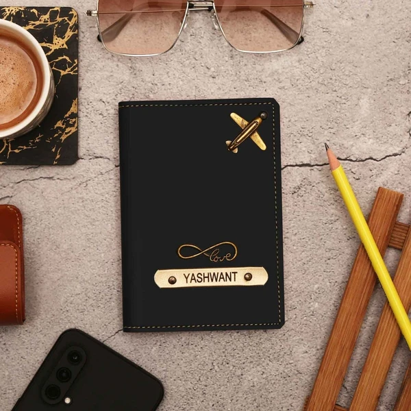 Personalized Passport Holder Black  - Black