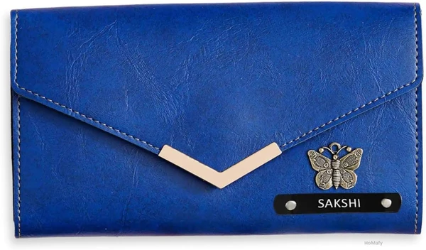 Personalized Ladies Clutch With Charm  - Navy Blue