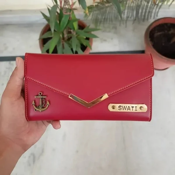 Personalized Ladies Clutch With Charm  - Maroon