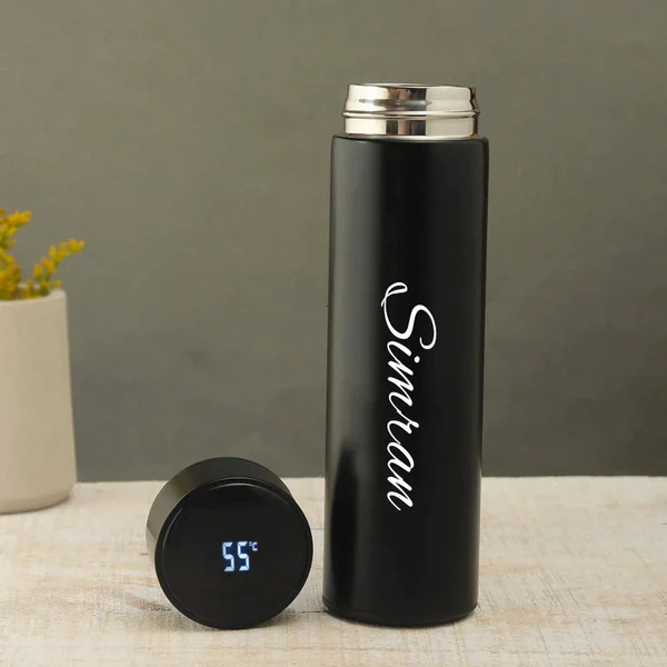 Personalized Temperature Bottle With Smart Display  - Black