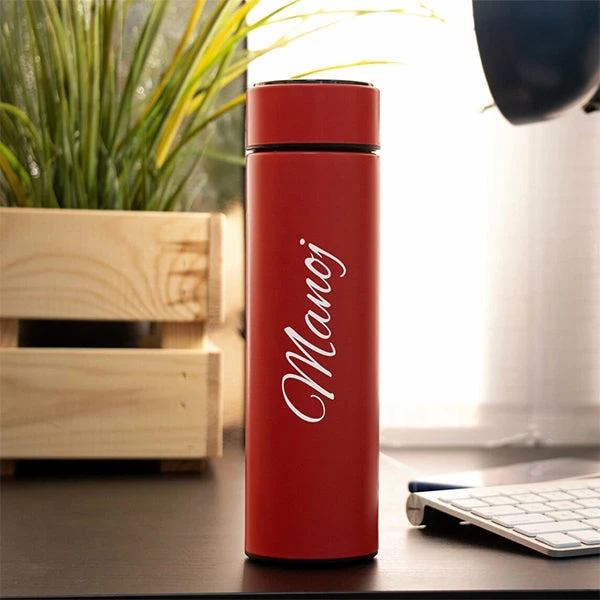 Personalized Temperature Bottle With Smart Display  - Red