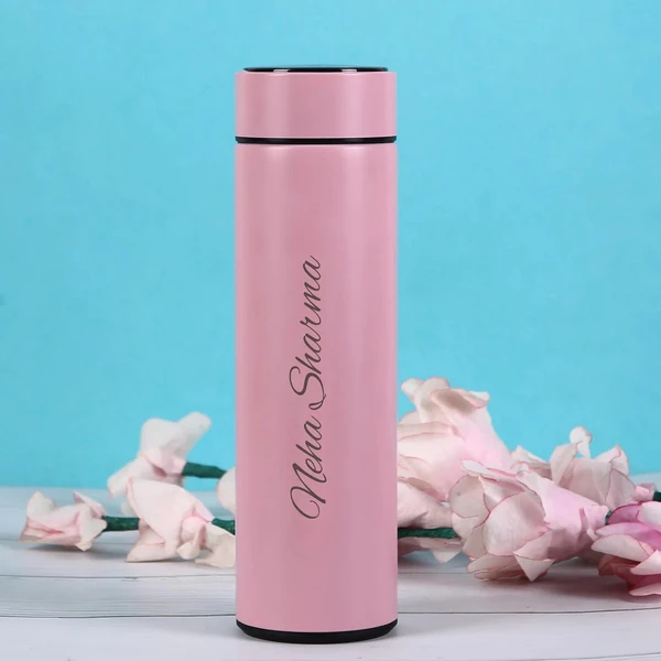 Personalized Temperature Bottle With Smart Display  - Pink Lace
