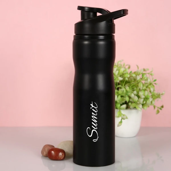 Customised Black Sipper bottle with Name  - White, 750ml