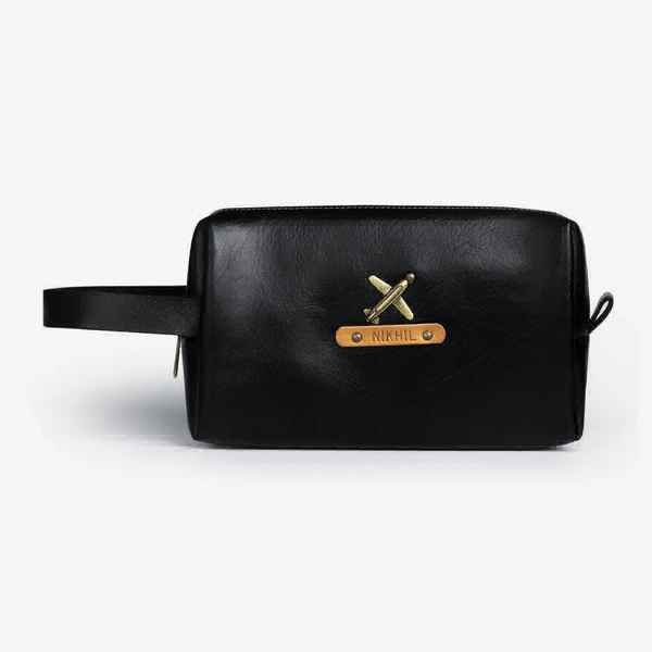 PERSONALIZED LARGE VANITY POUCH  - Black