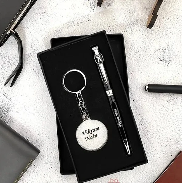 Personalized Advocate Keychain And Pen Combo  - Black