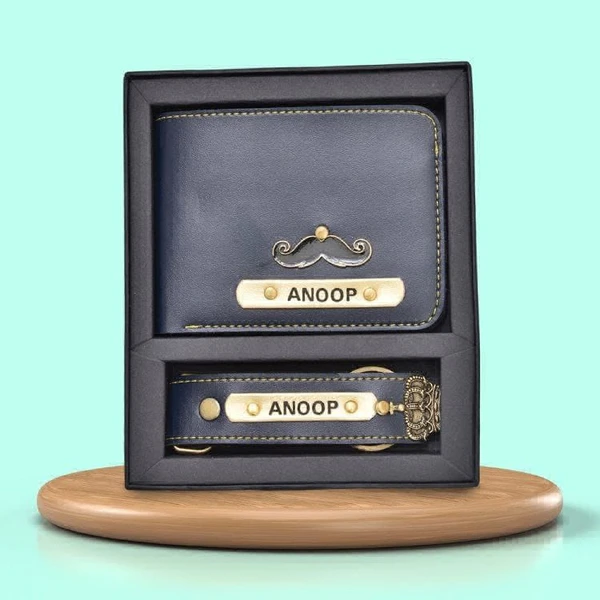 Premium Essentials Duo: Wallet & Keycharm  - Navy Blue