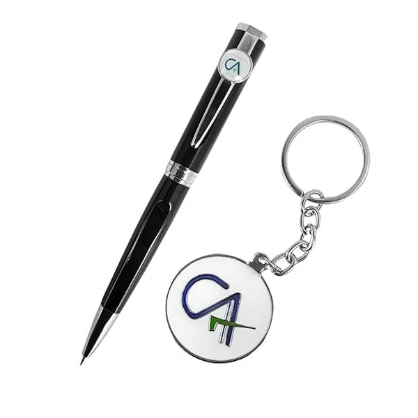 Personalized Pen And Keychain Combo For CA – Gift For Chartered Accountants - Black