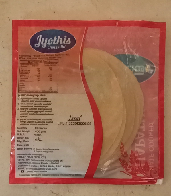 Jyothis Half Boiled Chappathi - 10 Pcs
