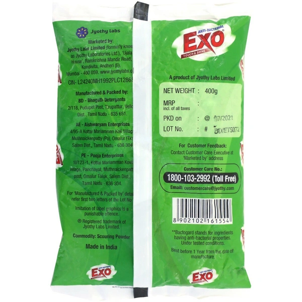 Exo Touch & Shine Lemon Zing Dish Wash Powder - 500 gm
