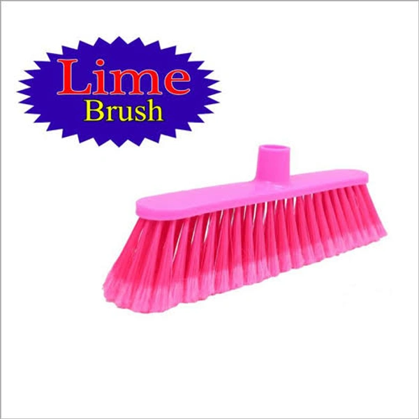 Plastic Floor Cleaning Broom With Wooden Stick (Soft) - Red
