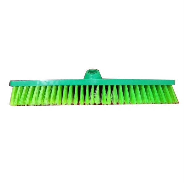 Plastic Floor Cleaning Broom With Wooden Stick ( Hard) - Black&White
