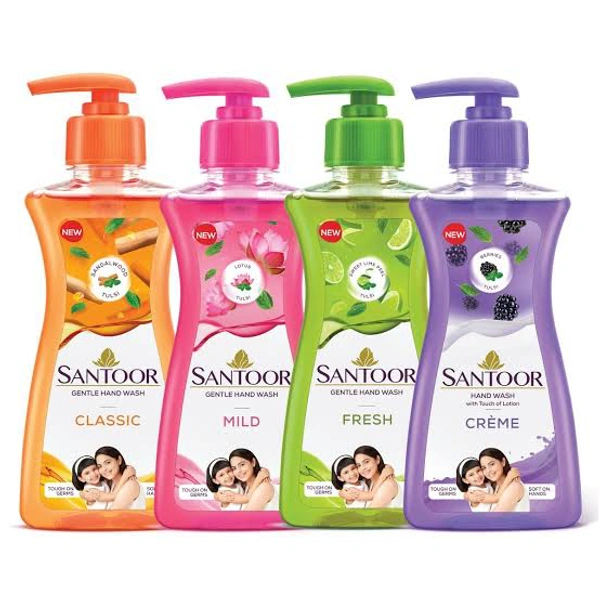 Santoor Fresh Gentle Hand Wash - With Sweet Lime Peel & Tulsi - Mild
