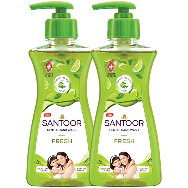 Santoor Fresh Gentle Hand Wash - With Sweet Lime Peel & Tulsi - Fresh