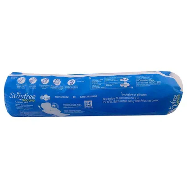 Stayfree Secure Cottony Soft Cover Sanitary Napkin with Wings 6 pads - Medium