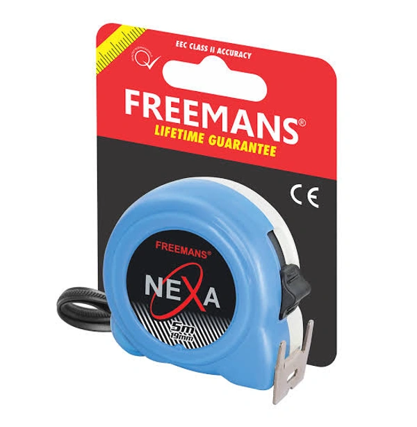 Freemans Nexa 5m:16mm Steel Inchi Measuring Tape with Double-sided Printing and Belt Clip - 3M 16MM